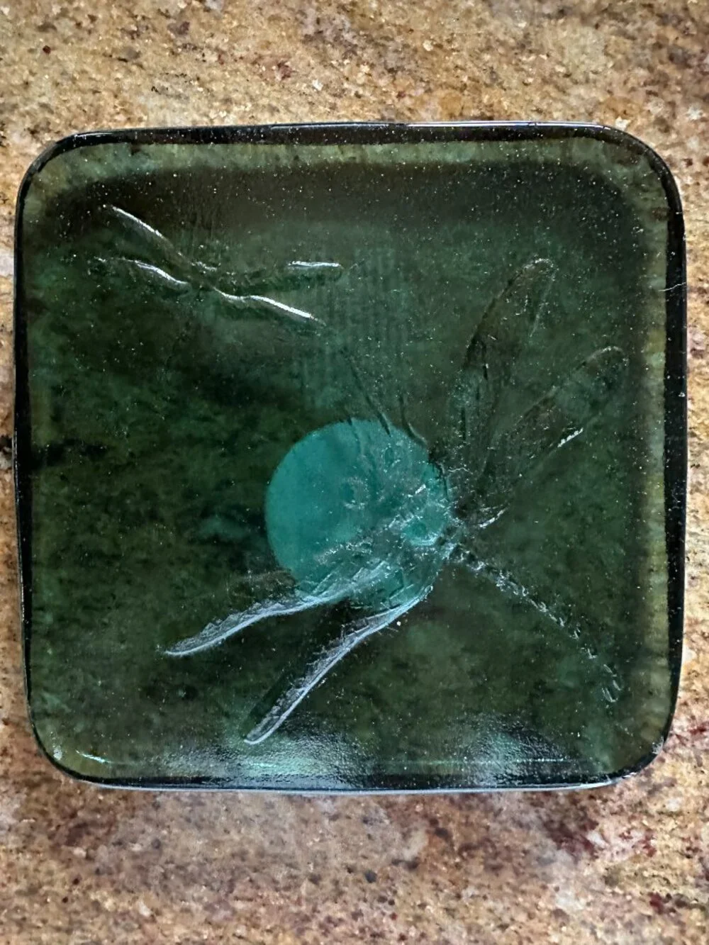 Pier 1 Dragonfly Art Glass Embossed Candle Holder Accent Piece 5.5